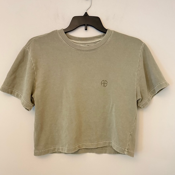 ANINE BING Khaki green Tori Sweatshirt is inspired by classic 90s athletic wear. - Picture 2 of 7
